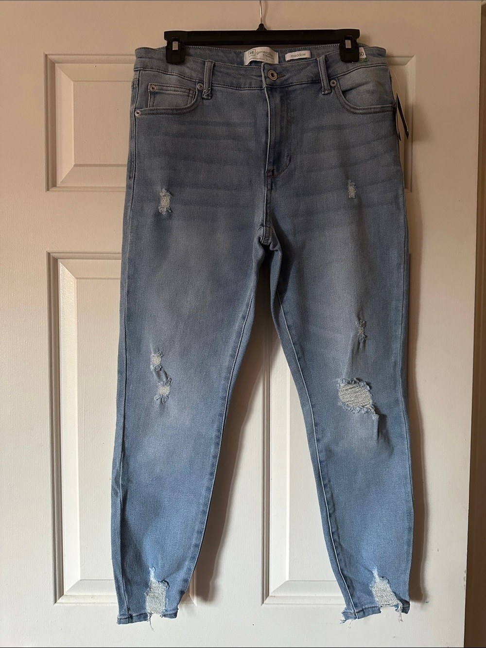 Celebrity Pink Light Blue Distressed Ankle Jeans